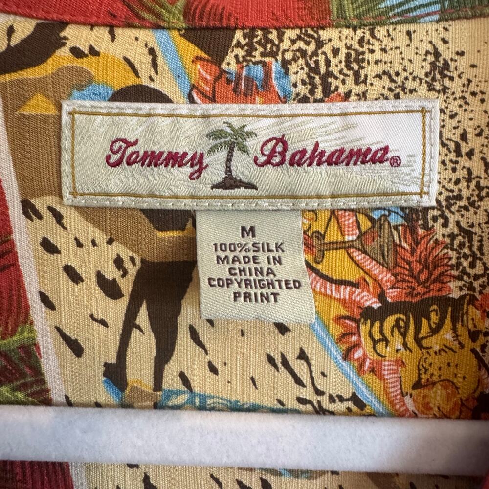 Vintage Tommy Bahama 100% Silk California Postcard Hawaiian Shirt M - Picture 2 of 6